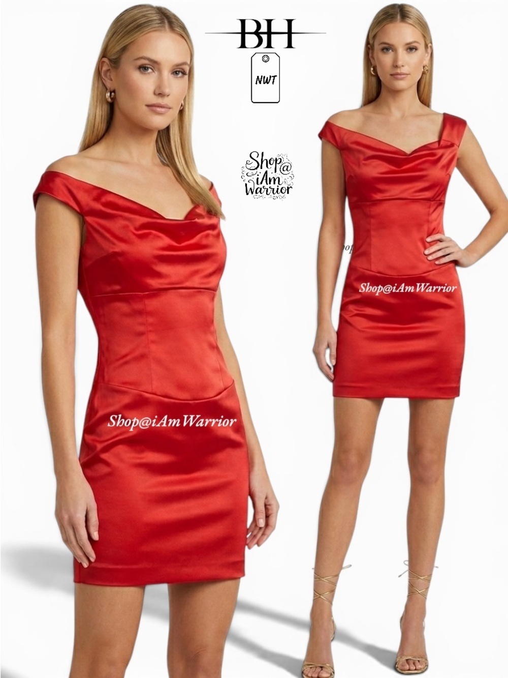 Black Halo NWT sexy sunset off shoulder mini Jackie O' dress *shop@iamwarrior